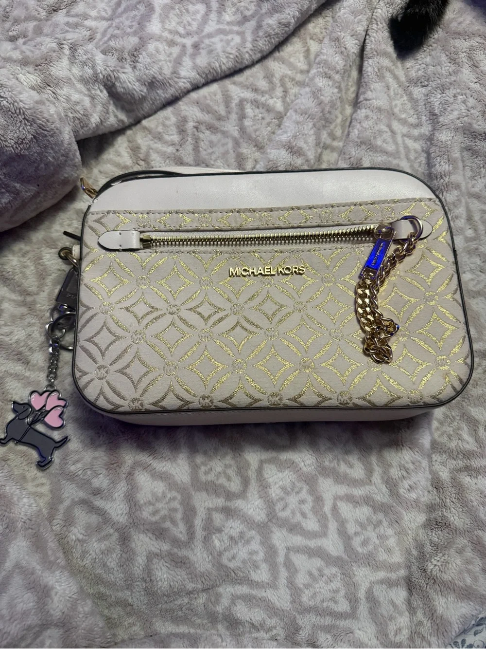 Michael Kors Cream & Gold Signature Crossbody Bag
